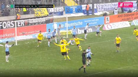 Das Verfolgerduell zwischen 1860 München und Saarbrücken geht 1:1 aus. Das Last-Minute-Tor von Jacobs lässt die Münchner verzweifeln.