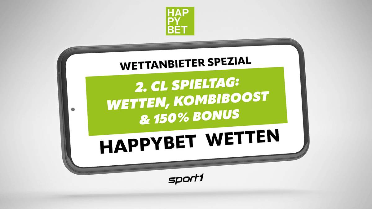 Champions League: Bei Happybet mit Kombi-Boost & 150% Bonus auf den 2. Spieltag wetten