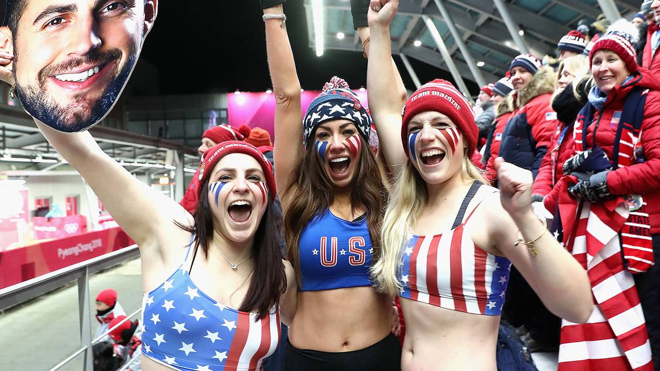 Mara Marian (M.) machte mächtig Stimmung für ihren Freund, den US-Rodler Chris Mazdzer