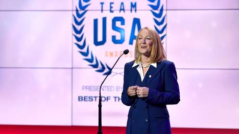 WASHINGTON, DC - APRIL 26:  Susanne Lyons speaks onstage at the Team USA Awards at the Duke Ellington School of the Arts on April 26, 2018 in Washington, DC.  (Photo by Larry French/Getty Images for USOC)