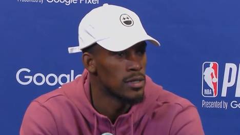 Nach dem Sieg von Miami Heat über die Milwaukee Bucks weist Jimmy Butler einen Journalisten zurecht. Am Sonntag geht es für die Mannschaft aus Florida gegen die New York Knicks.