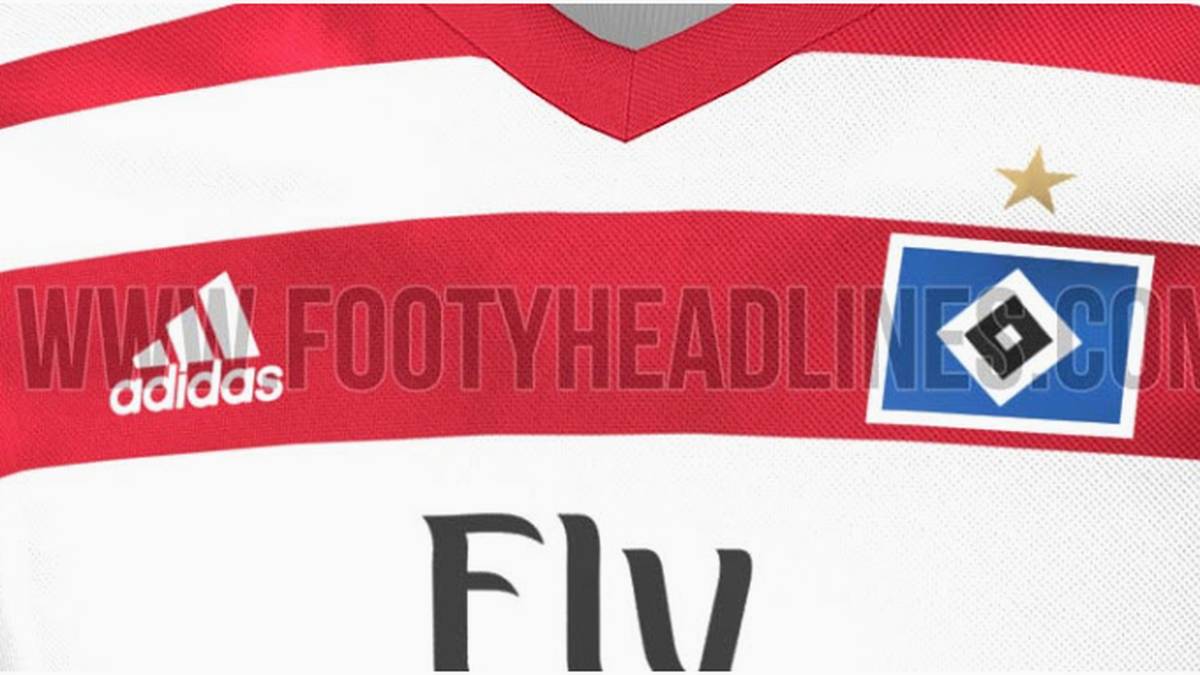 HAMBURGER SV: Auffällig beim neuen HSV-Dress ist der rote Querstreifen im Brustbereich mit dem HSV-Logo, als Kontrast zum weißen Grundton