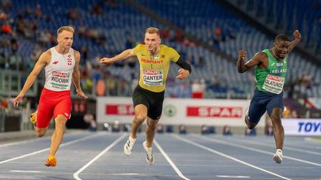 Beim Halbfinale über 100 Meter mit Robin Ganter (M.) gab es ein Kuriosum