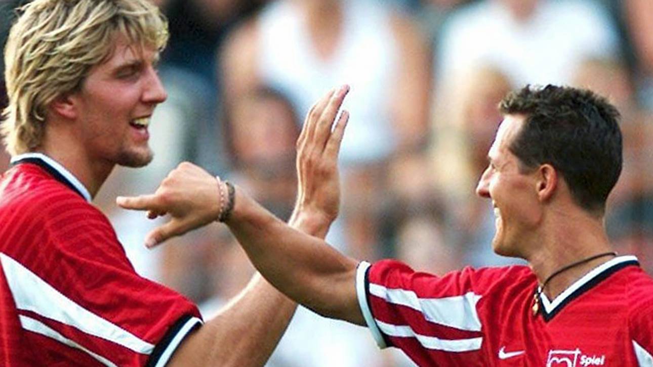 2001 kickten Dirk Nowitzki und Michael Schumacher gemeinsam bei einem Benefizspiel
