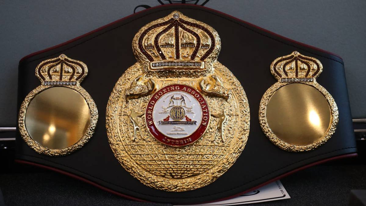 Illustration picture shows the WBA world champion belt in marge of a boxing training session in Charleroi, Thursday 17 October 2019 in Charleroi. On Saturday Belgian Merhy and Hungarian Szello will fight for the interim World Boxing Association World Cruiser Title. BELGA PHOTO VIRGINIE LEFOUR (Photo by VIRGINIE LEFOUR/BELGA MAG/AFP via Getty Images)