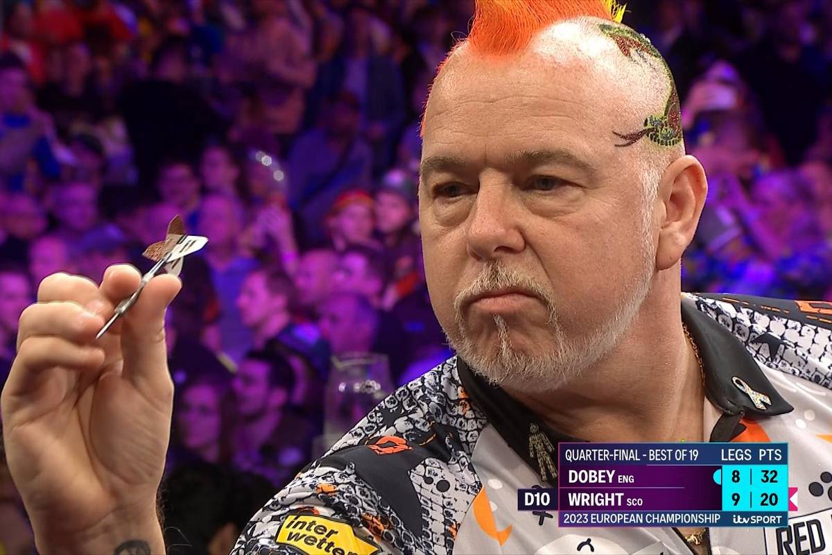 Peter Wright beginnt das Viertelfinale der European Darts Championship mit zwei High Finishes, bangt dann aber um das Weiterkommen.