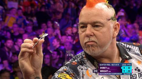 Peter Wright beginnt das Viertelfinale der European Darts Championship mit zwei High Finishes, bangt dann aber um das Weiterkommen.