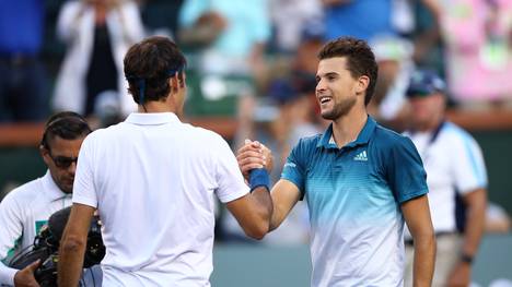 Dominic Thiem und Roger Federer nach dem Finale in Indian Wells