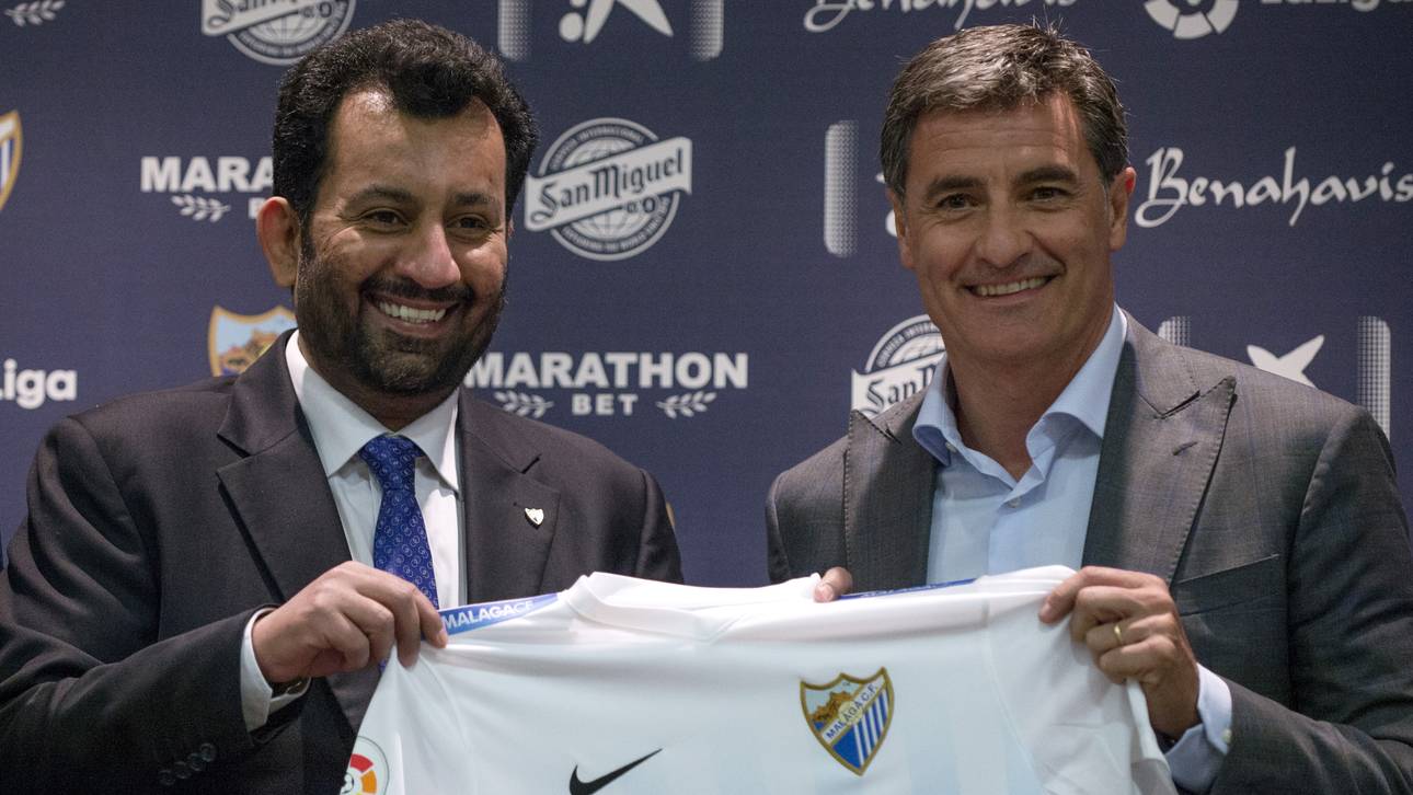 Scheich Abdallah Ben Nasser Al Thani mit Ex-Malaga-Coach Míchel 2017