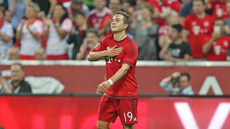 Mario Götze jubelt über einen Treffer für den FC Bayern beim Audi Cup