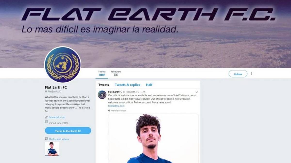 Das Twitter-Profil des Flat Earth FC