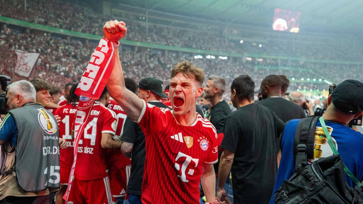 Besonders Kimmich ist die Freude über den so lange verwehrten Pokaltriumph anzusehen