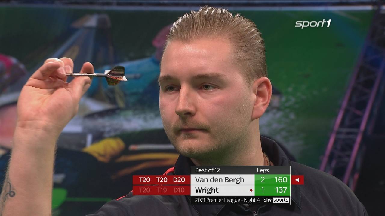 Darts Premier League:Dimitri Van den Bergh und Peter Wright trennen sich mit 6:6