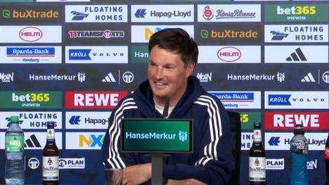 Joshua Kimmich - oder doch lieber Luka Vuskovic? Merlin Polzin antwortet auf der HSV-PK auf eine Kidsfrage. 