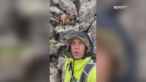 Nach dem EM-Aus macht Manuel Neuer Urlaub in Südtirol. Dabei trifft der etwas verdutzt wirkende "Arbeitskollegen".