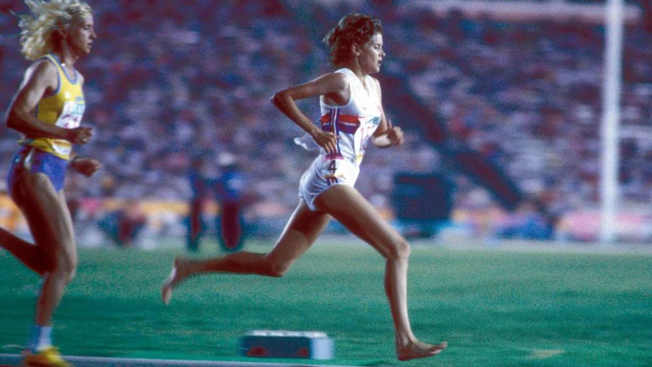 Mary Deckers Rivalinnen in L.A.: Zola Budd (r.) und Maricica Puica