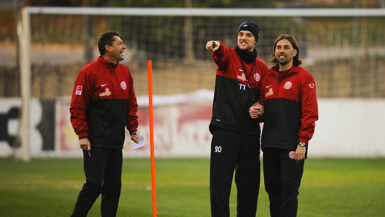 Arno Michels, Thomas Tuchel und Martin Schmidt 2011 beim 1. FSV Mainz 05