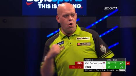 Michael van Gerwen besiegt Josh Rock mit 2:0 nach Sätzen und zieht ins Achtelfinale des Darts World Grand Prix ein. 