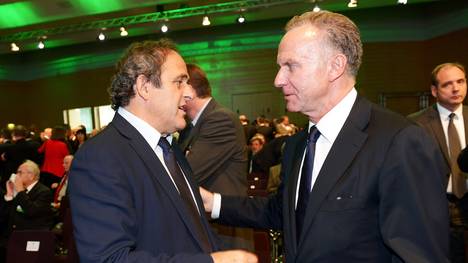 Gute Zusammenarbeit: UEFA-Chef Platini (l.) und ECA-Boss Rummenigge
