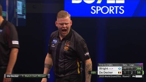 Mike De Decker schlägt in der ersten Runde des World Grand Prix Peter Wright und steht in der zweiten Runde Weltmeister Luke Littler gegenüber.