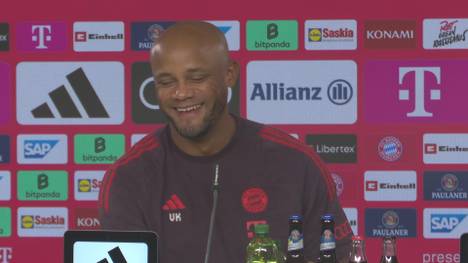 Bayern-Trainer Vincent Kompany hat auf der Pressekonferenz vor dem Heimspiel gegen Bayer 04 Leverkusen mit einem Lacher für Aufsehen gesorgt.