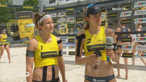 Das sagen die Beachvolleyballerinnen Schneider und Hüberli nach ihrem Sieg. Sie stehen als zweites Team im Finale des Top-Teams Turniers. 