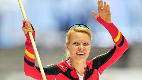 Germany's Stephanie Beckert celebrates w