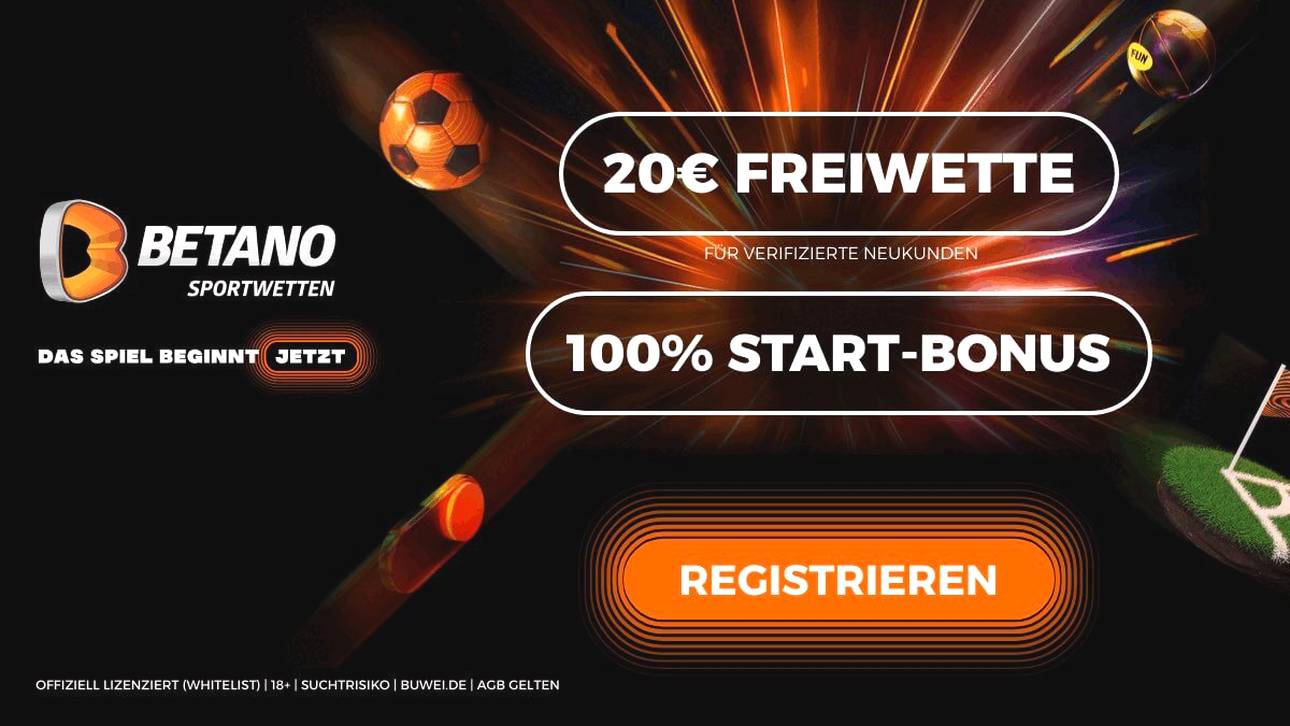 Neukunden dürfen sich bei Betano über einen 100% Bonus und eine 20€ Gratiswette freuen.