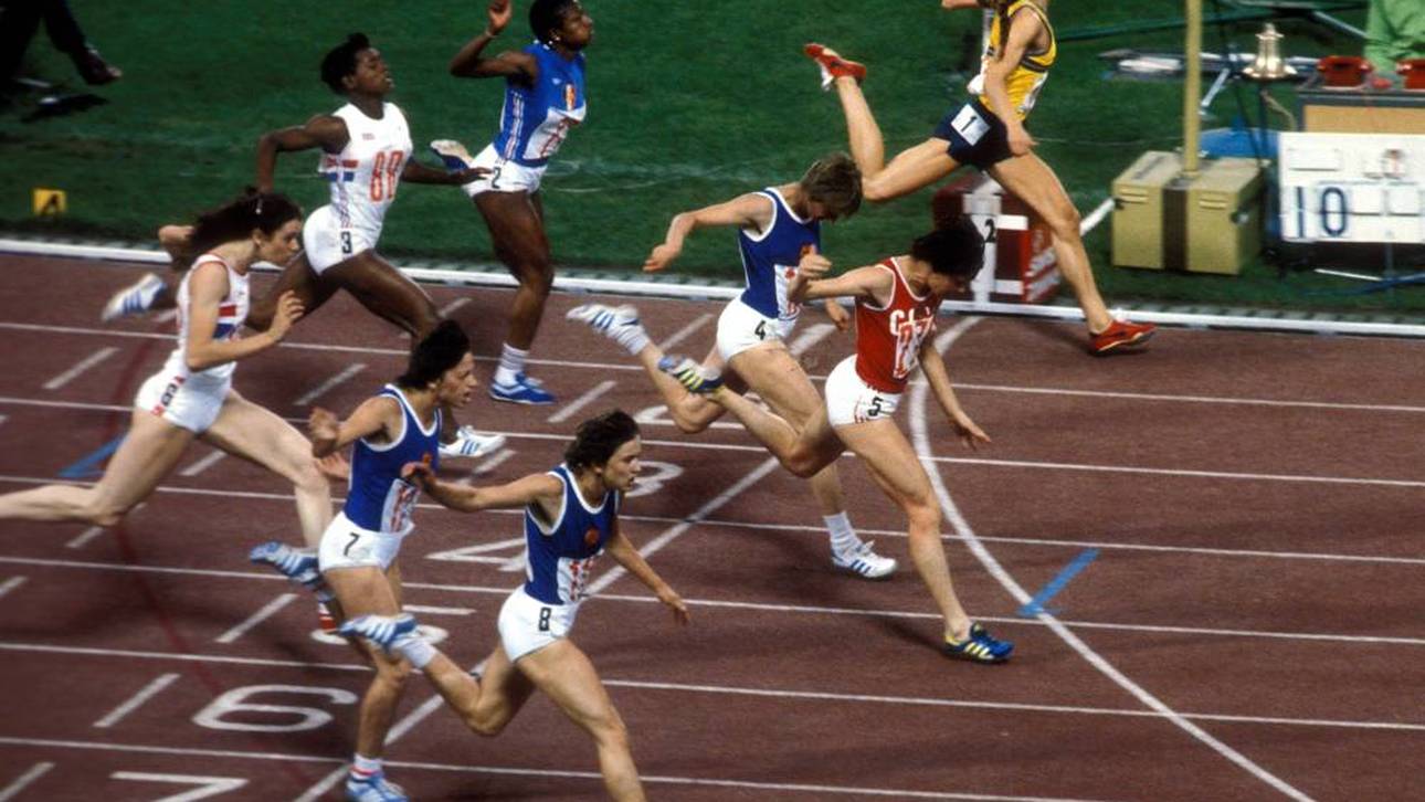 Marlies Göhr (vorn) wurde 1980 in Moskau haarscharf geschlagen