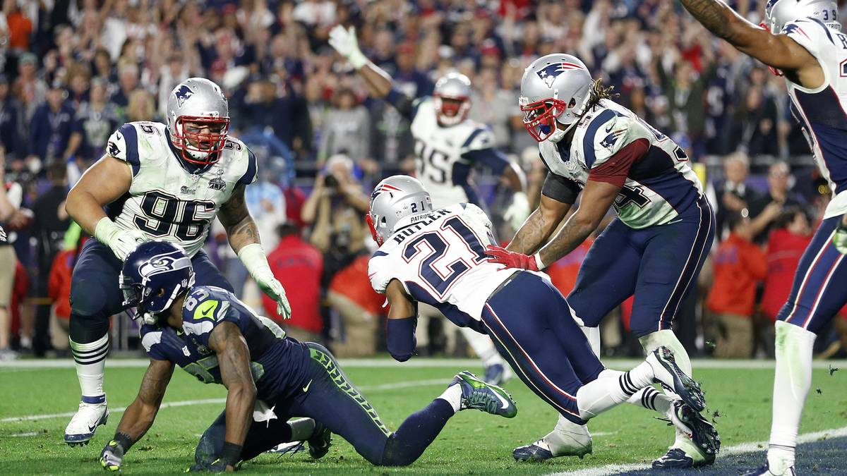 2015, NEW ENGLAND PATRIOTS (28:24 gegen die Seattle Seahawks): Tom Bradys Rückkehr auf den Football-Thron hat er vor allem einem Mann zu verdanken - dem Undrafted Rookie Malcolm Butler (Bild, #21). Der fängt 20 Sekunden vor dem Spielende einen Pass von Seahawks-Quarterback Russell Wilson ab und sichert New England somit den Sieg
