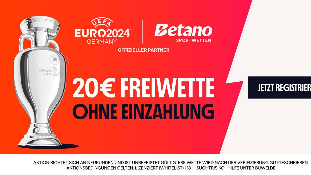 Für Neukunden gibt es bei Betano eine 20 € Gratiswette ohne Einzahlung (18+ | AGB gelten).