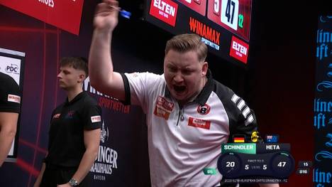 Martin Schindler bezwingt Damon Heta und steht damit in der 3. Runde des European Darts Grand Prix. 