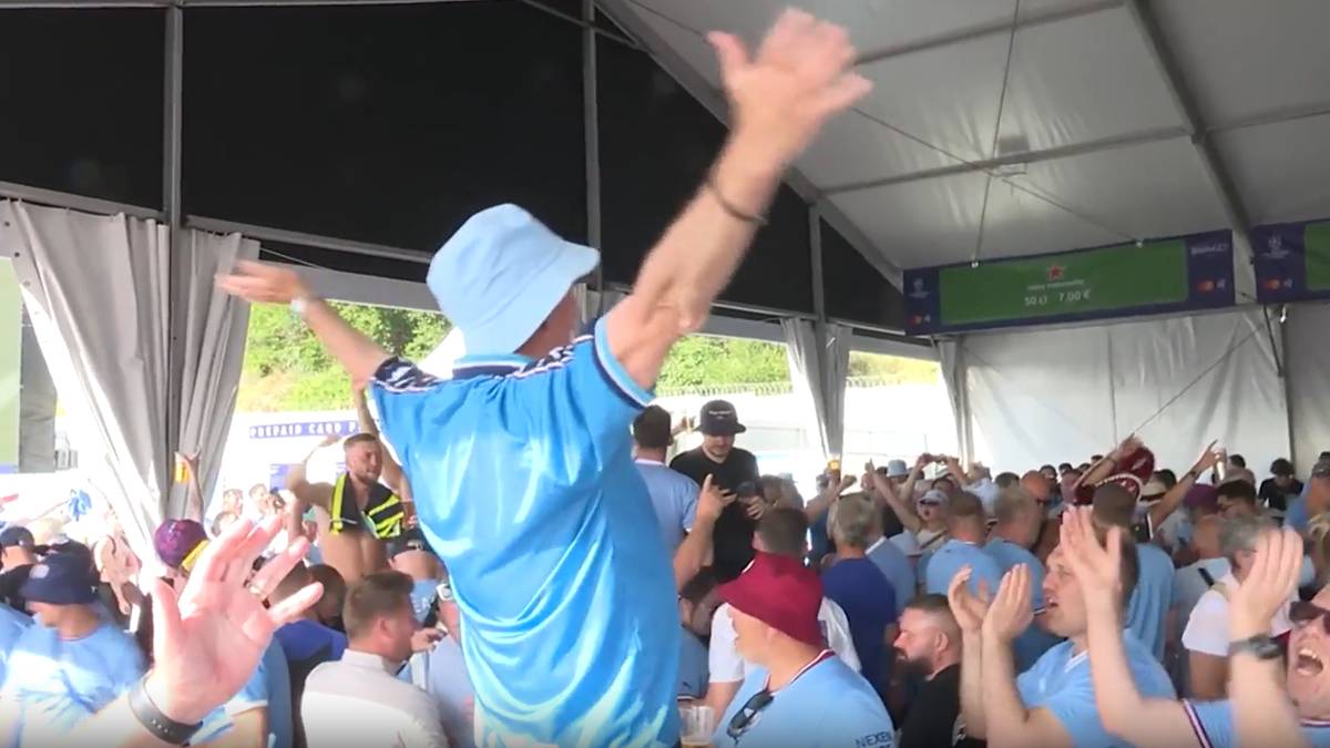 Ekstase vorm Stadion! City-Fans feiern vor CL-Finale