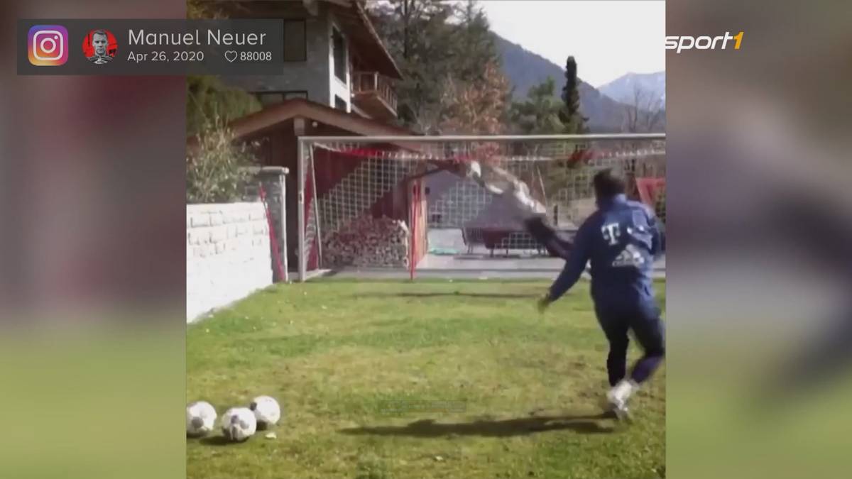 Bayern-Torwart Manuel Neuer baut sich seinen eigenen Trainingsplatz im Garten