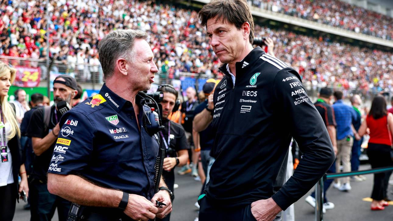 Christian Horner (l.) und Toto Wolff (r.) im Gespräch