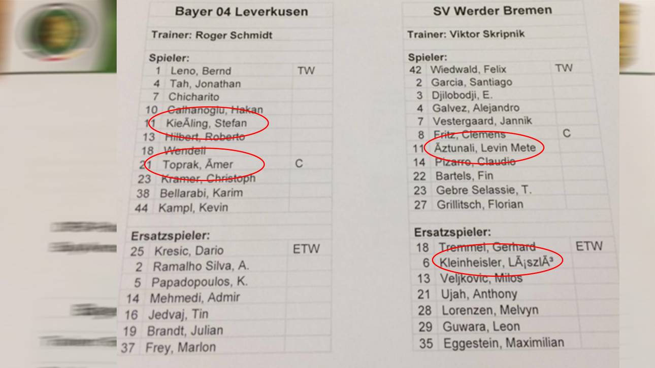 Buchstaben-Panne auf Aufstellungsbogen