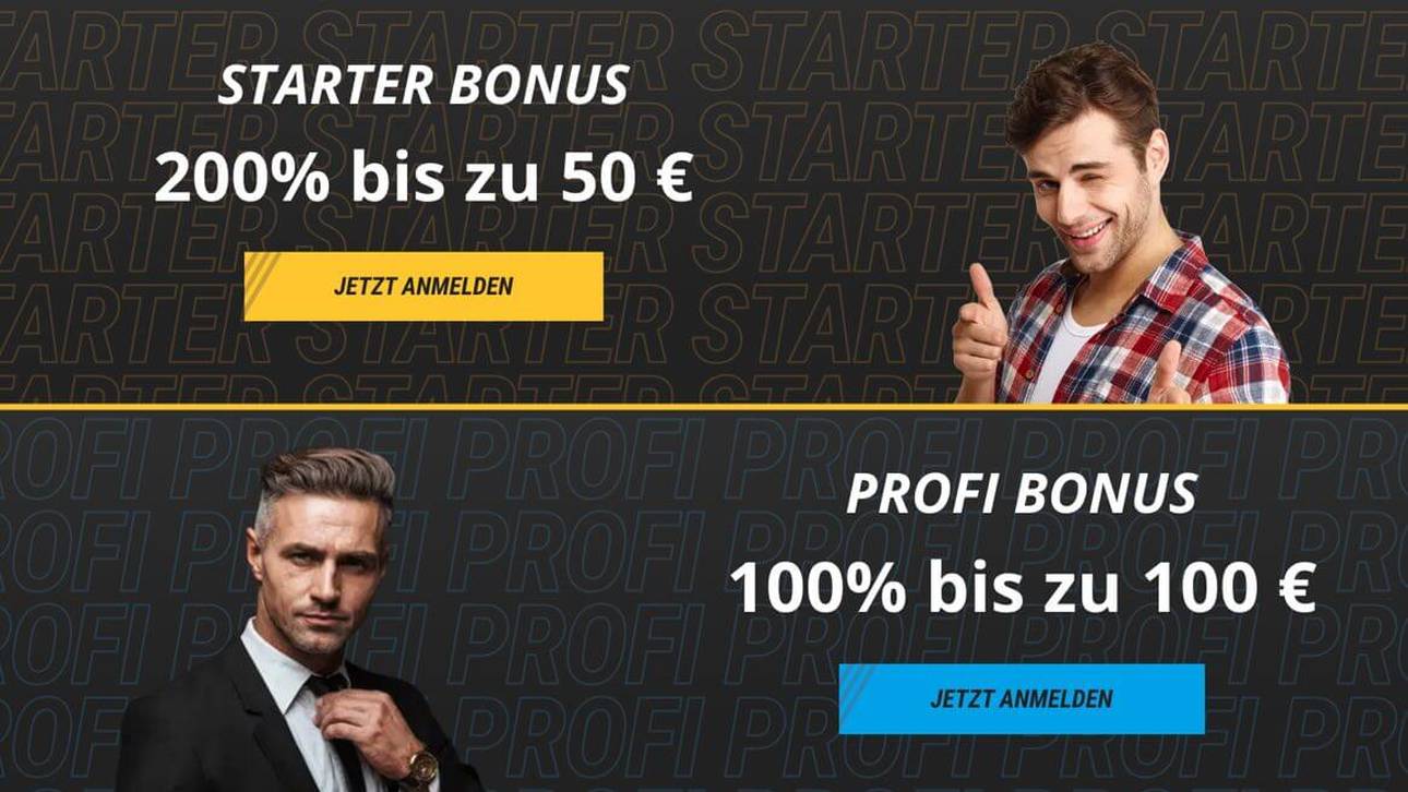 Wähle bei NEO.bet zwischen dem Starter und dem Profi Bonus