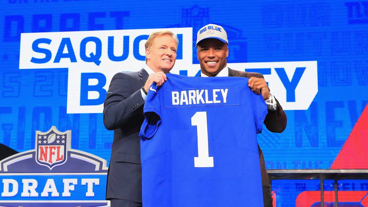 Pick Nr. 2 - SAQUON BARKLEY (Running Back, Penn State) - New York Giants: Barkley ist ein athletischer Super-Freak mit vorbildlicher Einstellung. Während seiner College-Zeit blieb er gänzlich ohne Skandale. Verstärkt die Offense um Superstar Odell Beckham Jr.