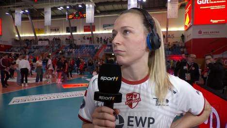 Antonia Stautz gewinnt mit dem SC Potsdam gegen den SSC Palmberg Schwerin und findet nach dem Spiel positive Wort über ihr Team, aber auch harte Worte in Richtung Liga!