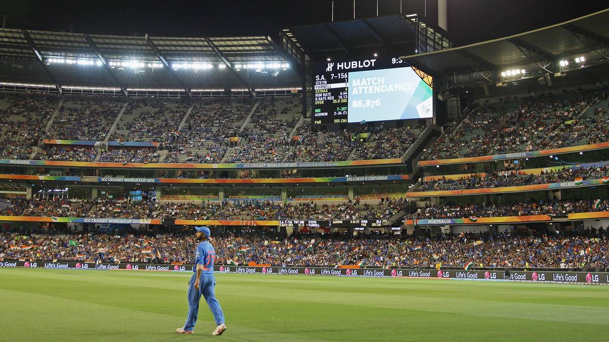 Stadionansicht beim Spiel zwischen Südafrika und Indien bei der Cricket-WM