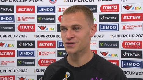 Harry Kane feierte im Supercup sein Debüt für den FC Bayern. Joshua Kimmich spricht nach dem Spiel über den Neuzugang. 