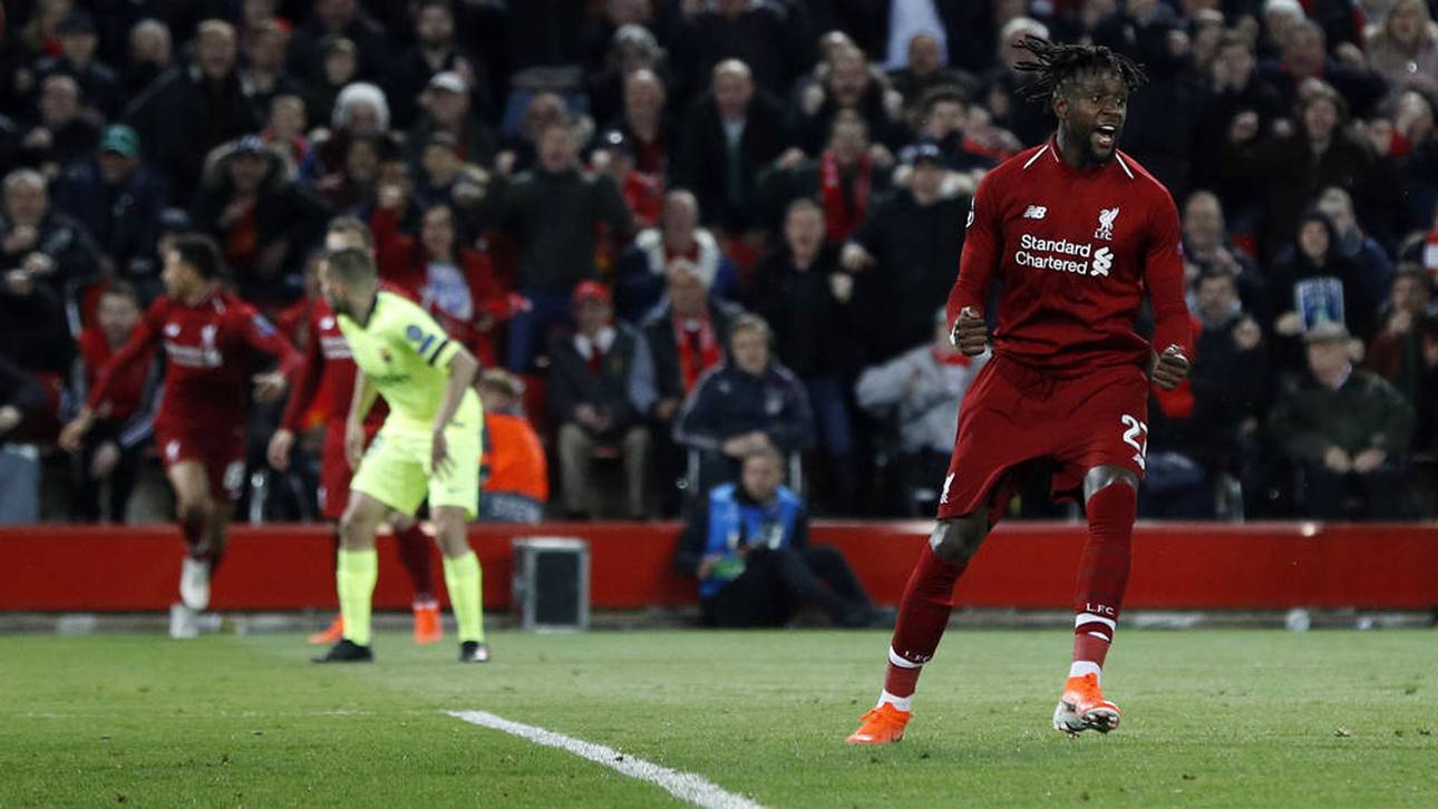 Divock Origi jubelt über sein Tor gegen Barcelona