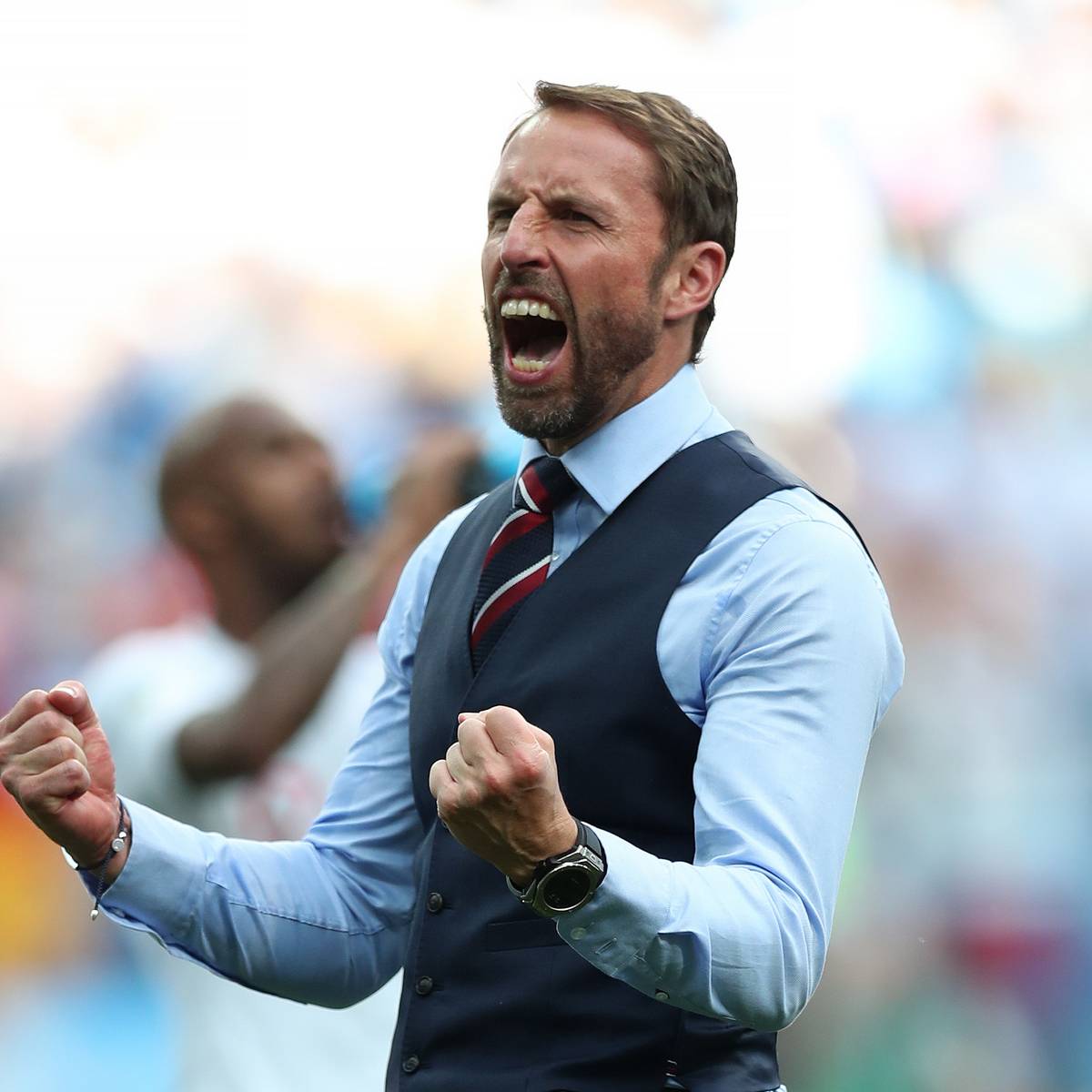 Wm 2018 England Trainer Gareth Southgate Kurbelt Westen Geschaft An