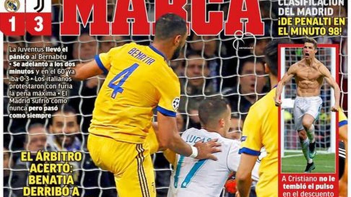 MARCA (Madrid): "Es war Elfmeter! Der Schiedsrichter war sich sicher. Benatia hat Vasquez zu Boden gerissen. Juventus brachte die Panik ins Bernabeu. Real litt wie nie, kam aber weiter wie immer"