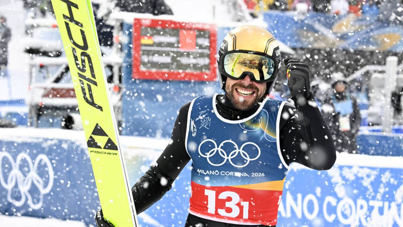 Im Schneetreiben führt das deutsche Kombinierer-Duo