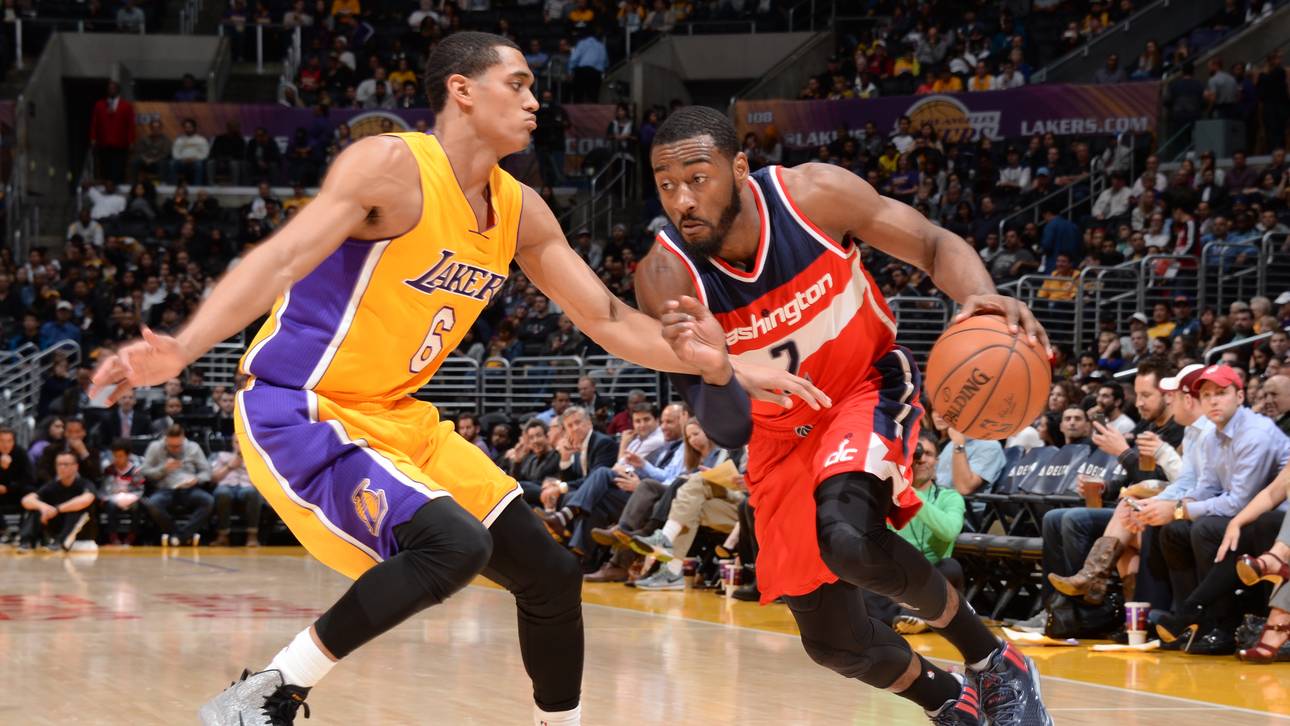 John Wall von den Washington Wizards im Dribbling gegen die Los Angeles Lakers