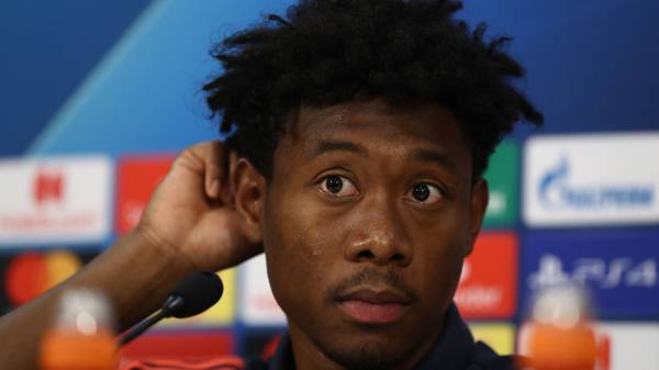 PIRAEUS, GREECE - OCTOBER 21: David Alaba of FC Bayern Muenchen talks to the media during a press conference at Karaiskakis Stadium on October 21, 2019 in Piraeus, Greece. FC Bayern Muenchen will face Olympiacos FC during the UEFA Champions League group B match on October 22, 2019. (Photo by Alexander Hassenstein/Bongarts/Getty Images)