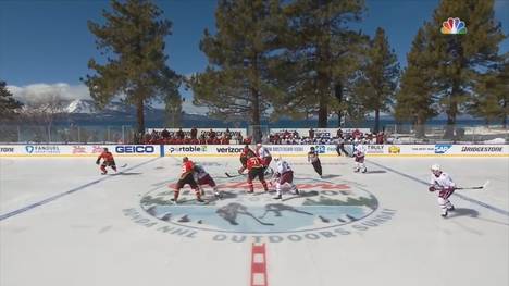Das Spiel Colorado Avalanche gegen Vegas Golden Knights findet am Lake Tahoe statt. Doch irgendwann schmilzt das Eis - und die Partie kann erst bei Dunkelheit fortgesetzt werden.