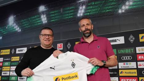 Marco Rose (r.) ist seit dem vergangenen Sommer Trainer der Borussia