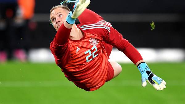DORTMUND, GERMANY - OCTOBER 09: Marc-Andre ter Stegan of Germany attempts to make a save during the International Friendly between Germany and Argentina at Signal Iduna Park on October 09, 2019 in Dortmund, Germany. (Photo by Jörg Schüler/Bongarts/Getty Images)